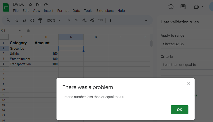 Byte Size Creator | Google Sheets Data Validation Guide