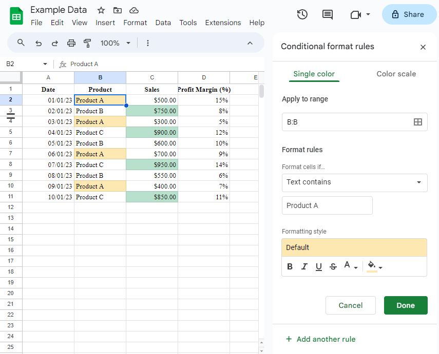 Byte Size Creator | Google Sheets Conditional Formatting